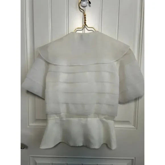 Vintage Ann Hobbs Cattiva Organza Bow Blouse XS White 80s Couture Wedding USA